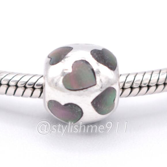 Authentic PANDORA Love Me Black Mother of Pearl Charm - 790398MPB - Picture 3 of 9